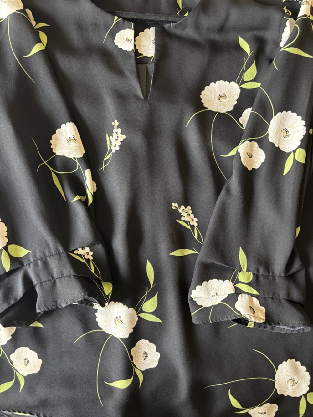 DR2 Black Floral Notch-Neck Blouse - Picture 5 of 5